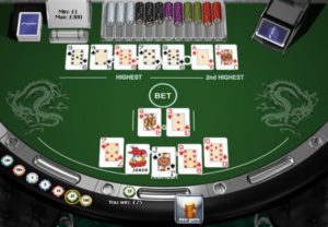 Pai Gow Poker de Playtech después de la separación - este ejemplo incluye una escalera en la mano alta.